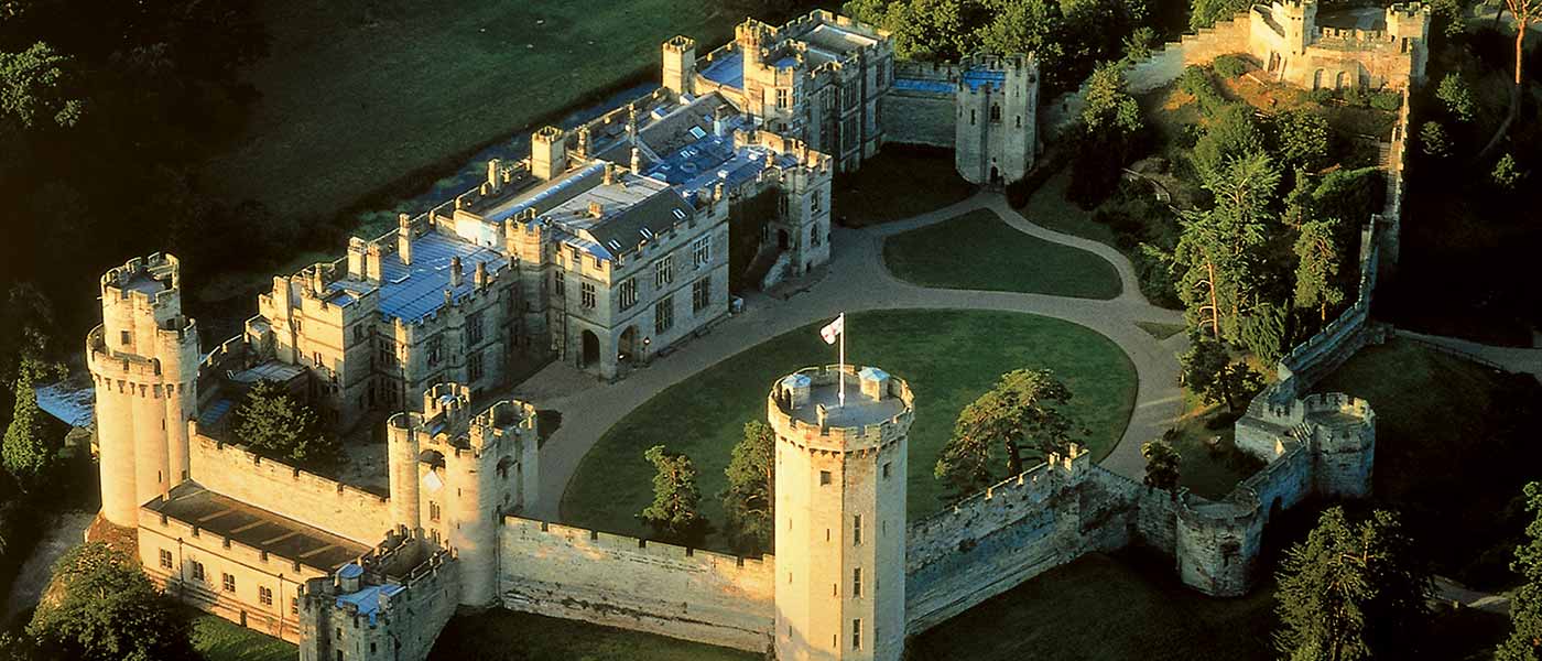 Aerial view of Warwick Castle